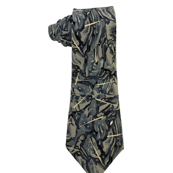 Enrico Guccini Tie 100% Silk Blue Tan Muted Abstract 60" x 3.5" Made In Italy - Picture 1 of 8